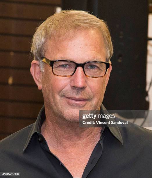 Actor Kevin Costner signs his new book "The Explorers Guild: Volume One: A Passage To Shambhala" at Barnes & Noble at The Grove on October 27, 2015...