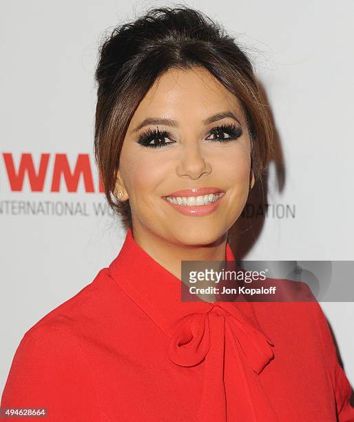 Actress Eva Longoria arrives at the International Women's Media Foundation Courage Awards at the Beverly Wilshire Four Seasons Hotel on October 27,...