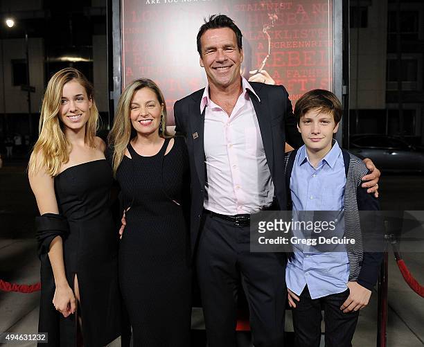 Actor David James Elliott, wife Nanci Chambers, daughter Stephanie Smith and son Wyatt Smith arrive at the premiere of Bleecker Street Media's...