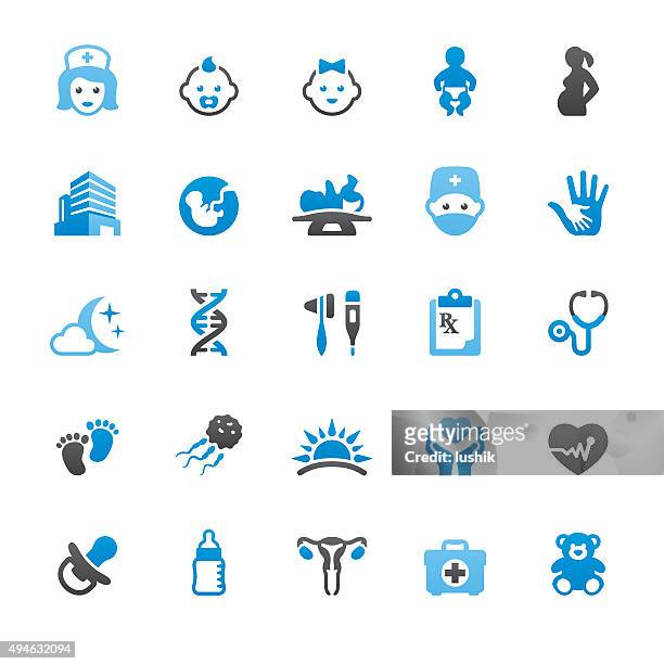 stockillustraties, clipart, cartoons en iconen met pediatrician and reproduction related vector icons - human fertility