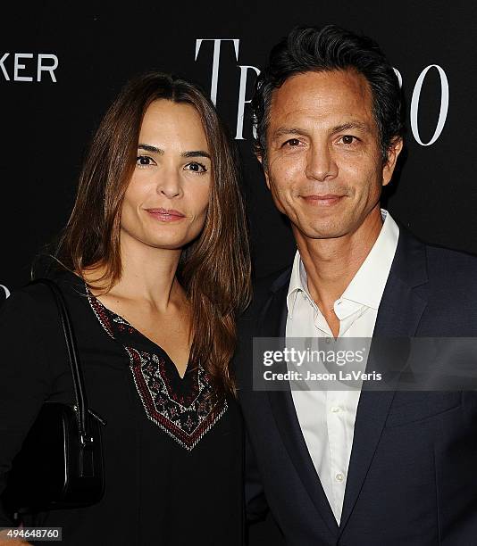 Actress Talisa Soto and actor Benjamin Bratt attend the premiere of "Trumbo" at Samuel Goldwyn Theater on October 27, 2015 in Beverly Hills,...