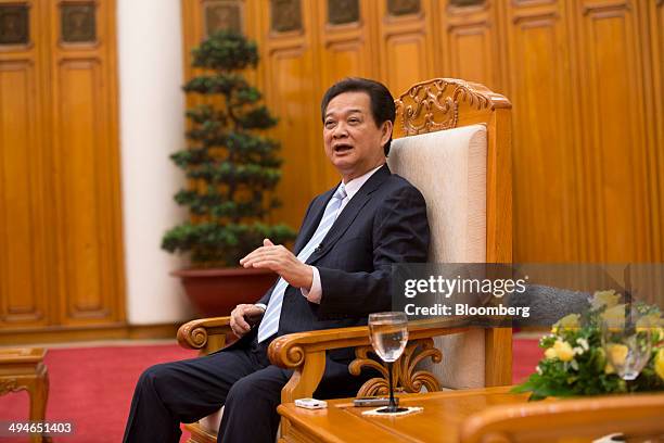 Nguyen Tan Dung, Vietnam's prime minister, gestures while he speaks during an interview in Hanoi, Vietnam, on Friday, May 30, 2014. Vietnam has...