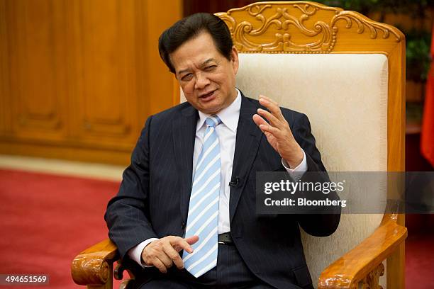 Nguyen Tan Dung, Vietnam's prime minister, gestures while he speaks during an interview in Hanoi, Vietnam, on Friday, May 30, 2014. Vietnam has...