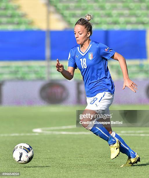 Martina Rosucci of Italy in action during the UEFA Women's Euro 2017 Qualifier between Italy and Switzerland at Dino Manuzzi Stadium on October 24,...