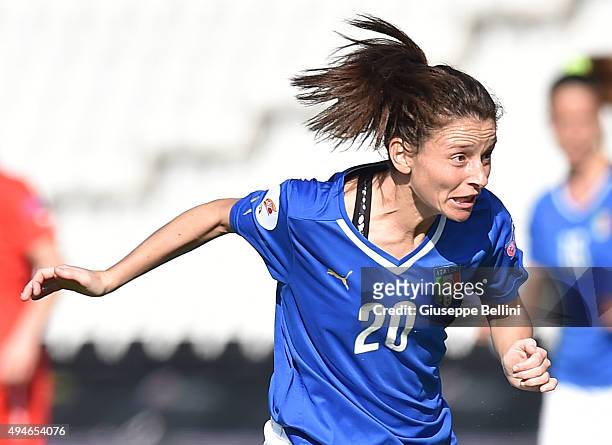 Daniela Stracchi of Italy in action during the UEFA Women's Euro 2017 Qualifier between Italy and Switzerland at Dino Manuzzi Stadium on October 24,...