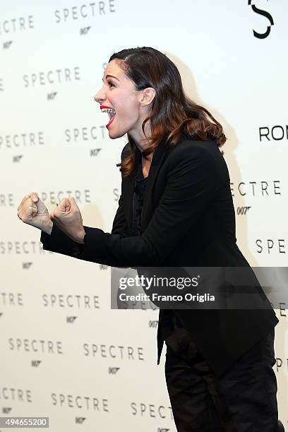 Andrea Delogu attends a red carpet for 'Spectre' on October 27, 2015 in Rome, Italy.