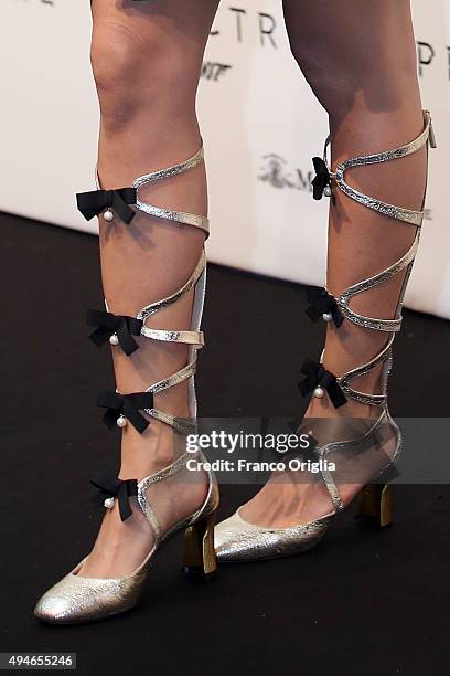 Fiammetta Cicogna, shoes detail, attends a red carpet for 'Spectre' on October 27, 2015 in Rome, Italy.