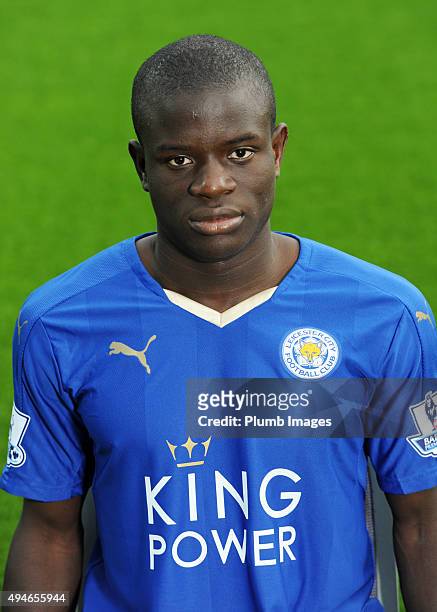 Golo Kante during the Leicester City photo call at King Power Stadium on October 23, 2015 in Leicester, United Kingdom.