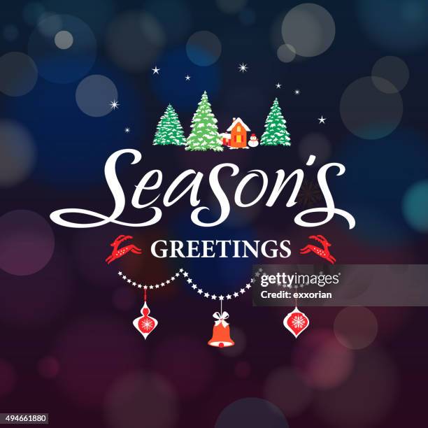 season's greetings - handbell stock illustrations