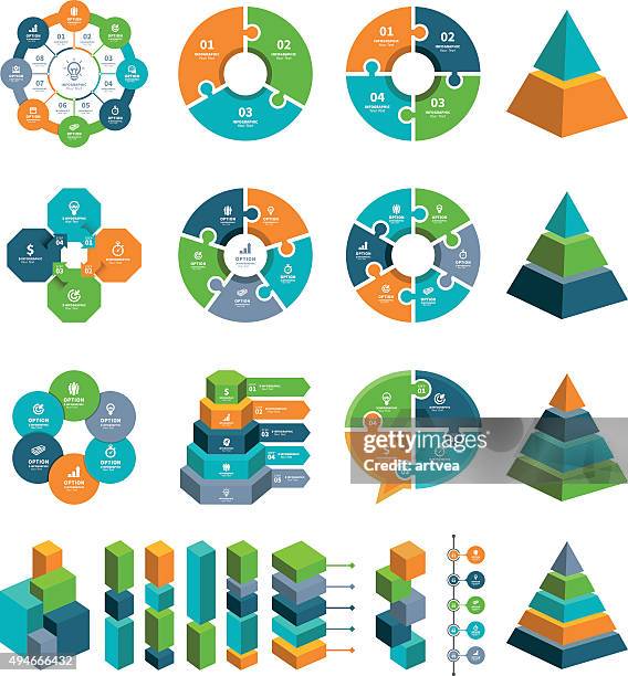 ilustraciones, imágenes clip art, dibujos animados e iconos de stock de infografía elementos - forma piramidal