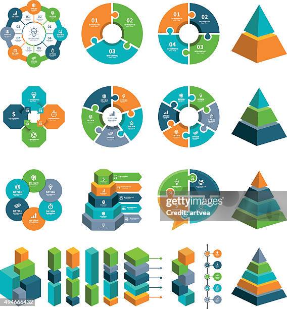 ilustraciones, imágenes clip art, dibujos animados e iconos de stock de infografía elementos - pirámide