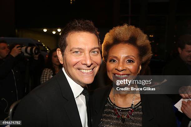 Michael Feinstein and Leslie Uggams pose at The Opening Night Arrivals for "Sylvia" on Broadway at The Cort Theatre on October 27, 2015 in New York...