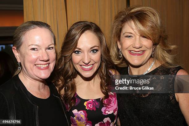 Kathleen Marshall, Laura Osnes and Victoria Clark pose at The Opening Night Arrivals for "Sylvia" on Broadway at The Cort Theatre on October 27, 2015...
