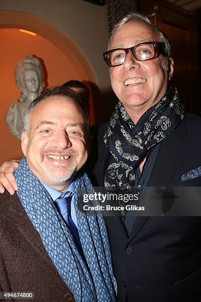 Marc Shaiman and Scott Wittman pose at The Opening Night Arrivals for "Sylvia" on Broadway at The Cort Theatre on October 27, 2015 in New York City.