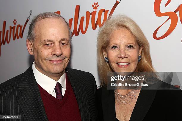 Producers Jeffrey Richards and Daryl Roth pose at The Opening Night Arrivals for "Sylvia" on Broadway at The Cort Theatre on October 27, 2015 in New...