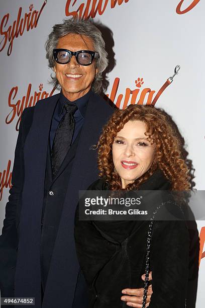 Tommy Tune and Bernadette Peters pose at The Opening Night Arrivals for "Sylvia" on Broadway at The Cort Theatre on October 27, 2015 in New York City.