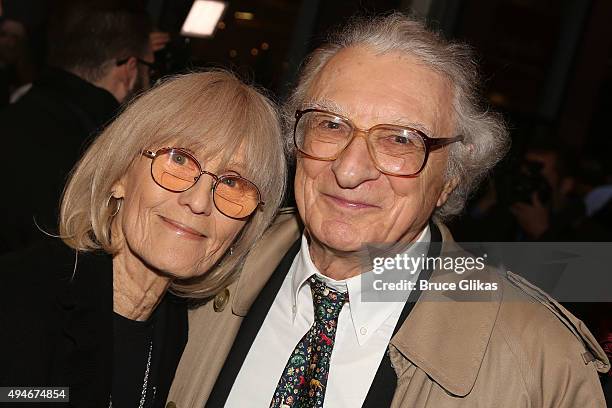 Margery and Sheldon Harnick pose at The Opening Night Arrivals for "Sylvia" on Broadway at The Cort Theatre on October 27, 2015 in New York City.