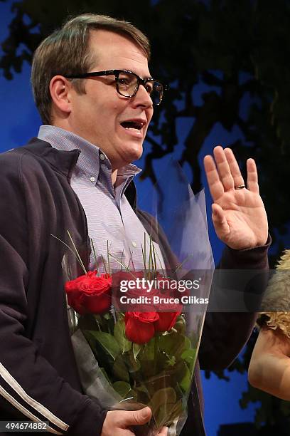 Matthew Broderick takes his Opening Night Curtain Call for "Sylvia" on Broadway at The Cort Theatre on October 27, 2015 in New York City.