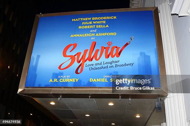 Signage at the Opening Night for "Sylvia" on Broadway at The Cort Theatre on October 27, 2015 in New York City.