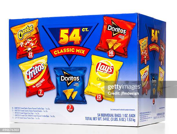 cheetos doritos fritos and lay's 54 classic mix box - doritos stock pictures, royalty-free photos & images