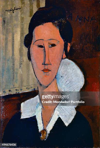 Lady of the Collarette. Portrait of Hanka Zborowska , by Amedeo Modigliani 20th Century, oil on canvas, 55 x 38 cm Italy, Lazio, Rome, National...