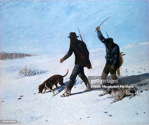 Poachers in the Snow , by Gustave Courbet 19th Century, oil on canvas, 102 x 122 cm Italy, Lazio, Rome, National Gallery of Modern and Contemporary...