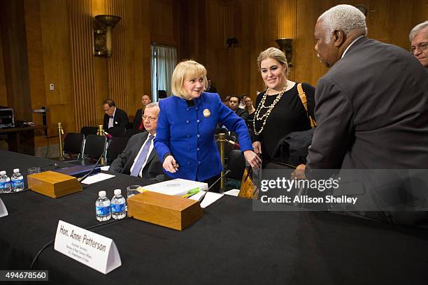 Assistant Secretary of State for Near Eastern Affairs Anne Patterson arrives to testify at a Senate Foreign Relations Committee hearing on Capitol...