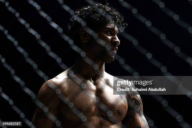 Vincent Latoel of Netherlands in action during his fight against Eddie Ng of Hong Kong during OneFC Honor & Glory at Singapore Indoor Stadium on May...