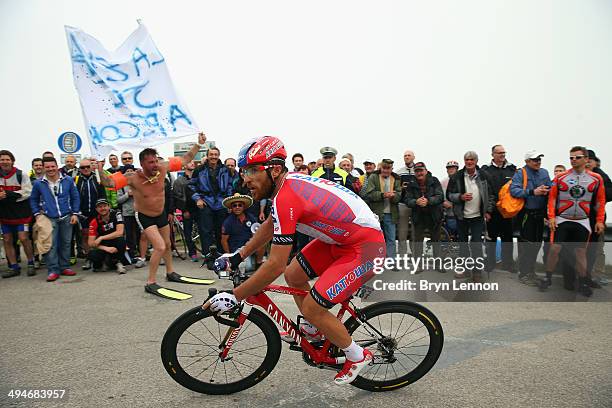 Luca Paolini of Italy and Team Katusha in action during the nineteenth stage of the 2014 Giro d'Italia, a 27km Individual Time Trial stage between...