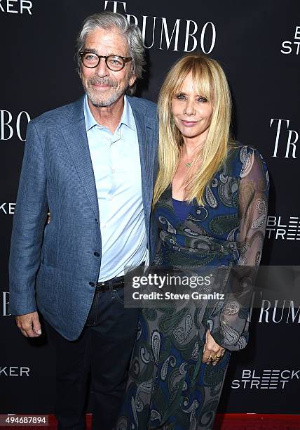 Todd Morgan and Rosanna Arquette arrives at the Premiere Of Bleecker Street Media's "Trumbo" at Samuel Goldwyn Theater on October 27, 2015 in Beverly...