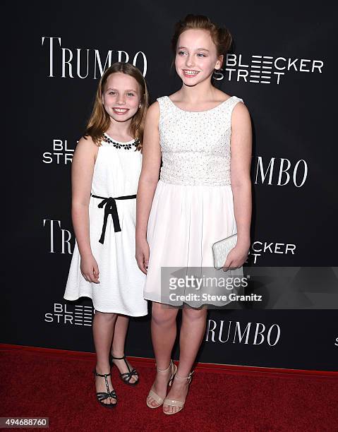 Meghan Wolfe and Madison Wolfe arrives at the Premiere Of Bleecker Street Media's "Trumbo" at Samuel Goldwyn Theater on October 27, 2015 in Beverly...