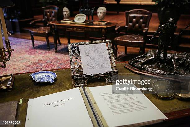 Hand written letter from President Abraham Lincoln is displayed in the collection of Harlan Crow, chairman and chief executive officer of Crow...