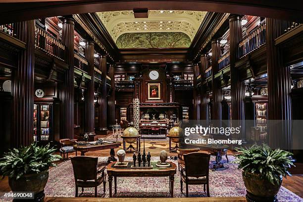 Private library is seen inside the Highland Park residence of Harlan Crow, chairman and chief executive officer of Crow Holdings LLC, not pictured,...