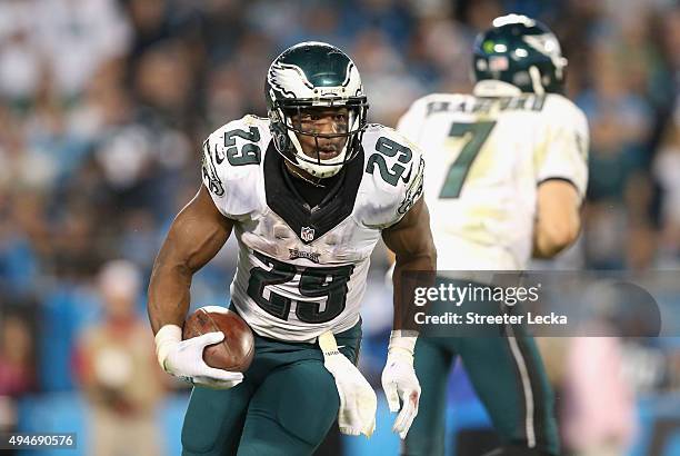 DeMarco Murray of the Philadelphia Eagles during their game at Bank of America Stadium on October 25, 2015 in Charlotte, North Carolina.