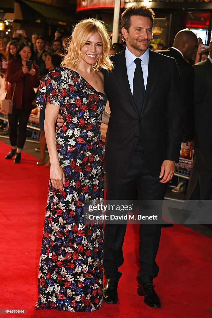 Sienna Miller and Bradley Cooper attend the UK Premiere of 