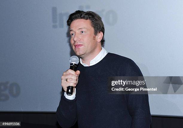 Jamie Oliver attends the Indigo exclusive: private screening of his new Food Network Canada show, Jamie's Super Food and brand new cookbook Everyday...