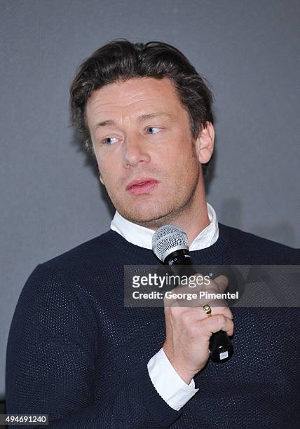 Jamie Oliver attends the Indigo exclusive: private screening of his new Food Network Canada show, Jamie's Super Food and brand new cookbook Everyday...