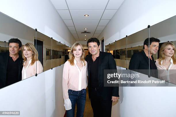 Actors Isabelle Carre and Patrick Bruel present the Movie 'Ange et Gabrielle' during the 'Vivement Dimanche' French TV Show at Pavillon Gabriel on...