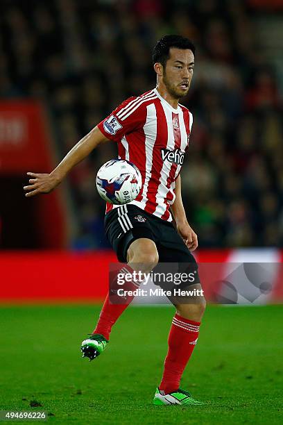 Maya Yoshida of Southampton in action during the Capital One Cup Fourth Round match between Southampton v Aston Villa at St Mary's Stadium on October...