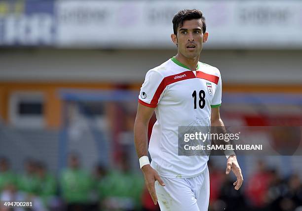 Iran's player Bakhtiar Rahmani is pictured during the friendly football match Iran vs Angola in preparation for the FIFA World Cup 2014 on May 30,...