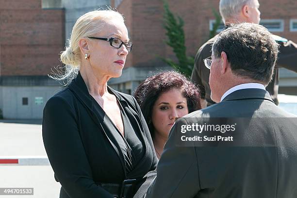 Liberty Jean Kasem and Jean Kasem, the wife of ailing DJ Casey Kasem, arrive to a court hearing at Kitsap County Courthouse on May 30, 2014 in Port...