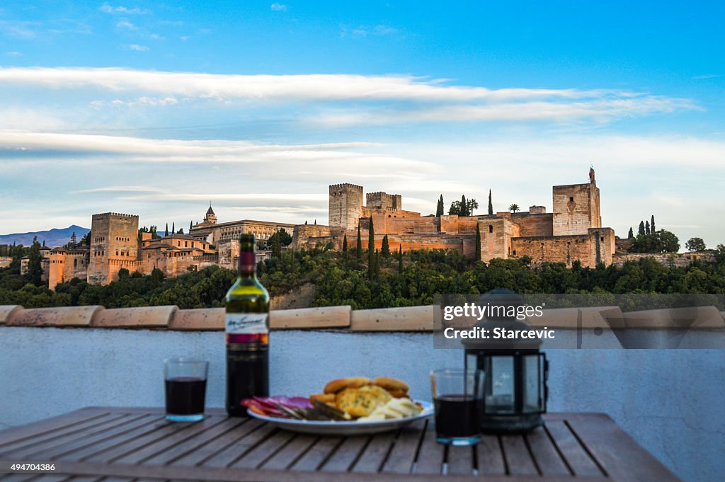 Wine and cheese party in Granada, Spain