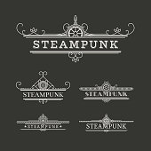 Vector Steampunk Labels Set