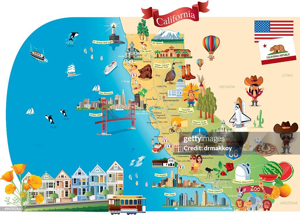 Cartoon map of California