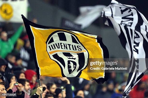 Fans of Juventus FC during the Serie A match between US Sassuolo Calcio and Juventus FC at Mapei Stadium - Città del Tricolore on October 28, 2015 in...