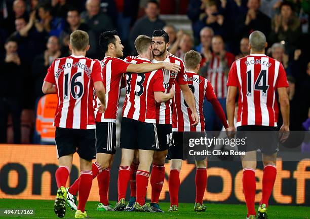 Graziano Pelle of Southampton celebrates his goal during the Capital One Cup Fourth Round match between Southampton and Aston Villa at St Mary's...