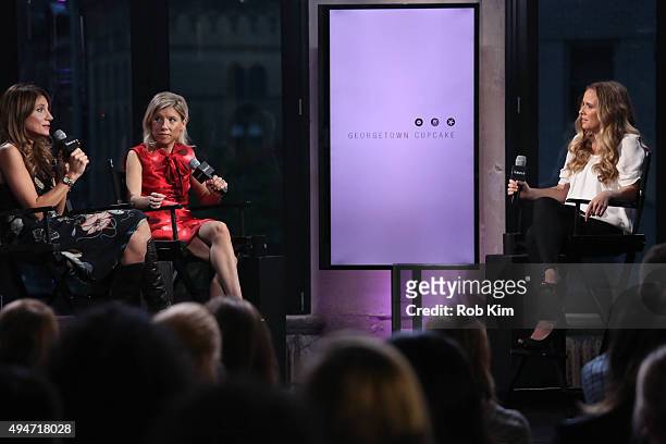 Katherine Kallinis and Sophie LaMontagne talk with moderator, Abby Larson at AOL BUILD Presents: Georgetown Cupcakes at AOL Studios In New York on...