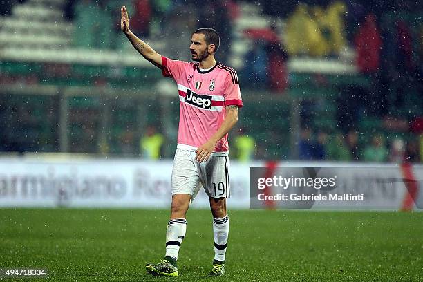 Leonardo Bonucci of Juventus FC shows his dejection during the Serie A match between US Sassuolo Calcio and Juventus FC at Mapei Stadium - Città del...