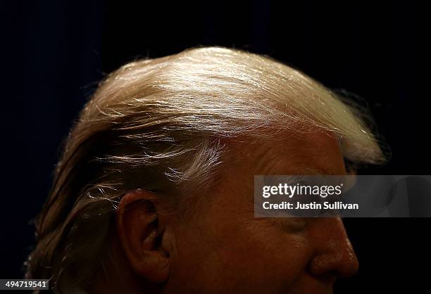 Donald Trump, chairman and president of the Trump Organization and the founder of Trump Entertainment Resorts, speaks at a press conference on day...