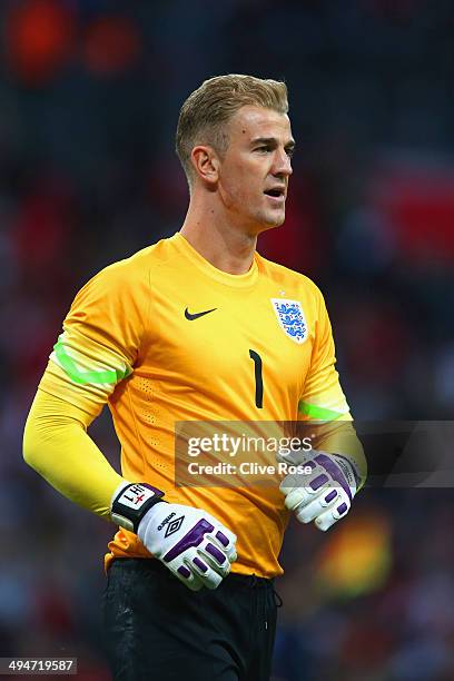 Joe Hart of England looks on during the international friendly match between England and Peru at Wembley Stadium on May 30, 2014 in London, England.